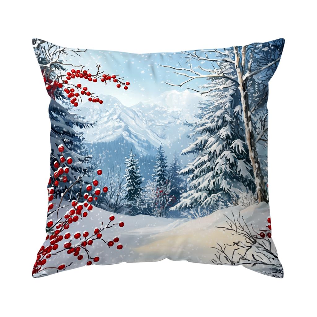 Winter Snow Scenery Pillowcase Printed Polyester 40/45/50Cm Throw Pillowcover Decorative Sofa Cushion Pillowslip Home Decor