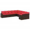 VidaXL Garden Lounge Set with Cushions 10 Pcs, Patio Sofas, Furniture Set, Outdoor Terrace Furniture, Brown 3219504