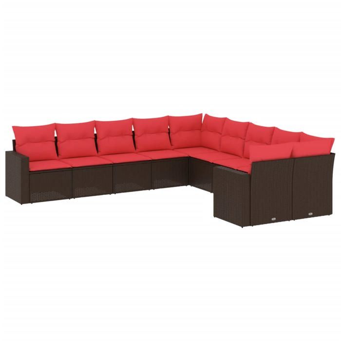 VidaXL Garden Lounge Set with Cushions 10 Pcs, Patio Sofas, Furniture Set, Outdoor Terrace Furniture, Brown 3219504