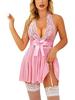 European & American Sexy Lingerie: Women's See-Through Mesh Suspender Nightgown Plus Size Set