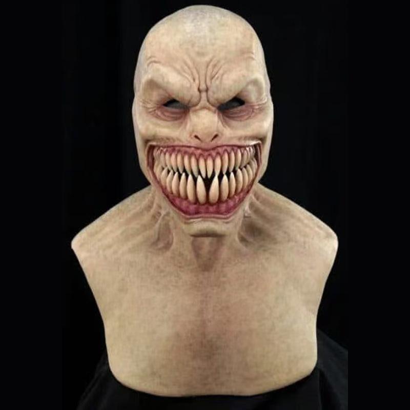 

Tooth-Baring Demon“Tracker”Horror Demon Latex Halloween Mask Long large teeth