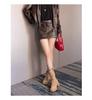 Inner heightening Martin boots women's 2025 new spring, summer and autumn V-mouth suede small man wrinkled pile short boots