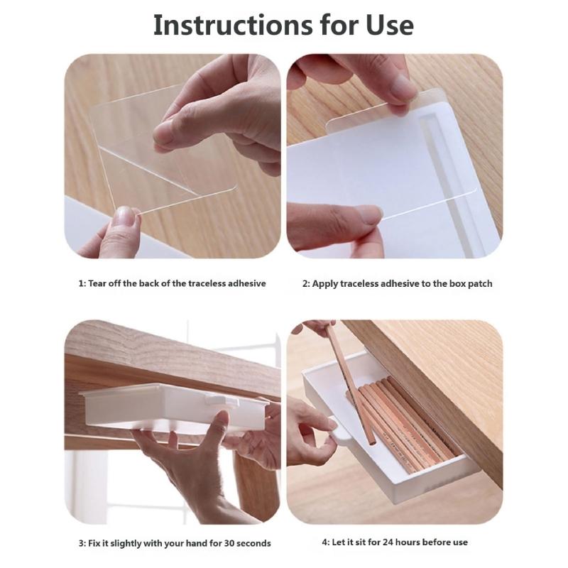 2Pcs Plastic Adhesive Under Cabinet Storage Boxes Under Desk Drawer Organizers Household Organization Tool
