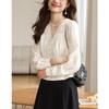 Relief New Chinese Jacquard Chiffon Shirt Breathable White Temperament Chinese Style Shirt Top