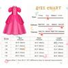 Peach Princess Dress Set - Polyester Fabric Halloween Christmas Carnival Cosplay Costume with Gloves and Crown Rose Pink 120 Cm