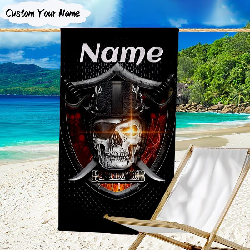 1PC Custom Name Beach Towel Rider's Shield Emblem Beach Towel, Suitable for Camping, Travel, Beach Accessories, Super Absorbent, Family Gift