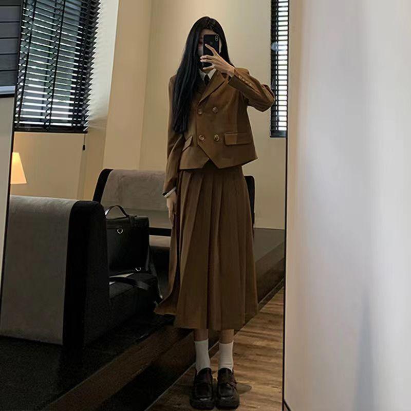 Traje femenino sofisticado para oficina, blazer formal para mujer con falda