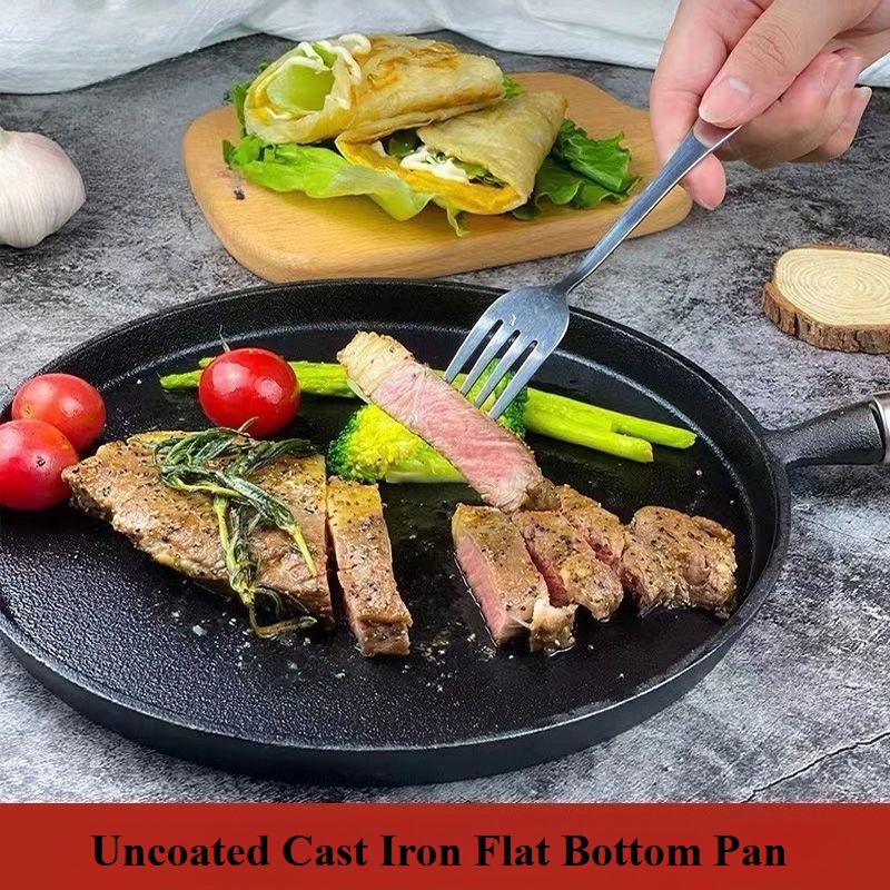 Unbeschichtete Gusseisen-Pfanne Antihaft Vielzweck-Grillplatte Für Pfannkuchen Pizza Backofen Herdplatte Kochwerkzeug Ölabweisend
