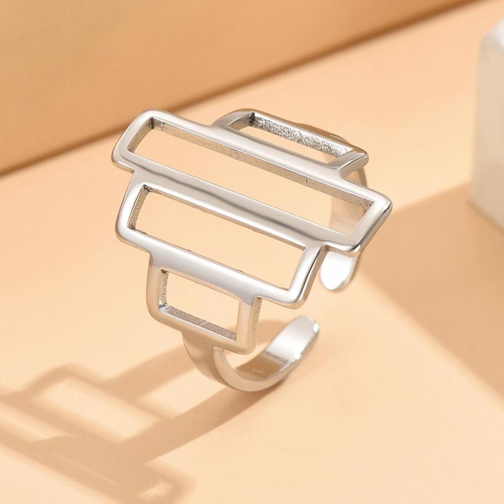 Unisex Cold Style Geometric Stainless Steel Open Ring