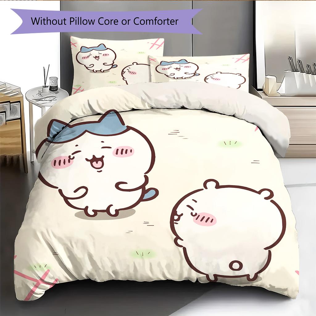 Chiikawa Pattern Bedding Quilt Set Home Decoration Gift (1 * Duvet Cover + 2 * Pillowcase Without Core)