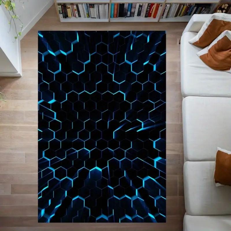 

3D Geometric Gaming Room Large Carpet Abstract Eye-catching Floor Mat Man s Cave Bedroom Rug Living Room Home Decor Sofa Rug 40x60cm
