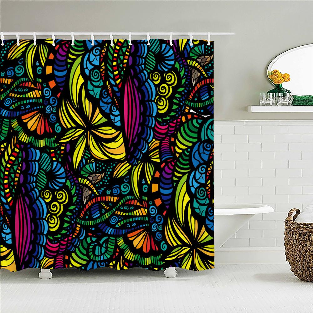 Beautiful Butterfly Shower Curtains Waterproof Fabric Floral Bath Curtains For Bathroom Bathtub Bathing Cover With Hooks
