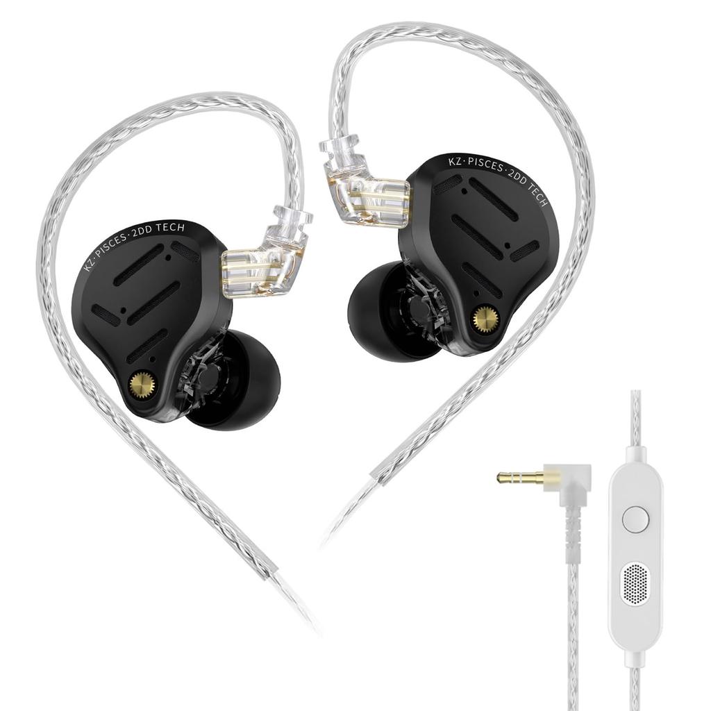 KZ Pisces In-Ear Monitor Headphones, Dual Dynamic Driver IEMs, Clear, Full-Frequency Stereo Sound, Comfortable Noise Isolation Earphones, for Stage