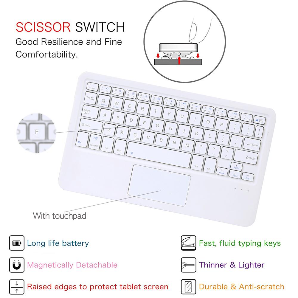 Wireless Bluetooth Touchpad Keyboard Case for Samsung Galaxy Tab A7 S6 Lite Leather Cover English Russian Spanish German French