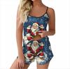 2024 Women's Christmas Print Sleeveless Top & Shorts Pajama Set