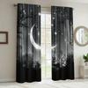 Starry Sky Moon Night Room Decorations Print Curtains Pole Bag Home Decoration Curtain Set Of 2 Made Polyester Washable