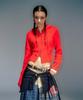Beikeonteuakaibeu Women Moro Knitted Hoodie Zip-Up Red