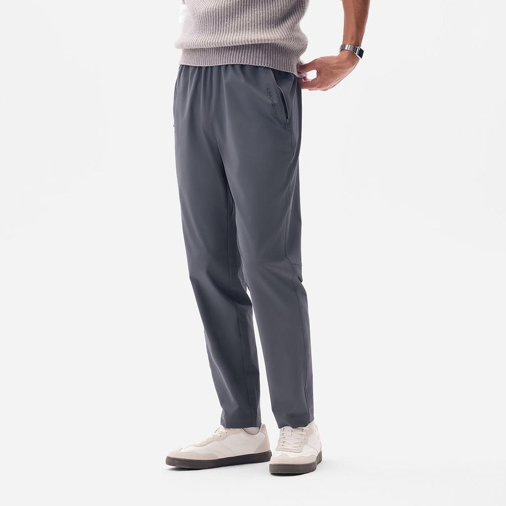 Li-Ning Simple Straight Comfortable Casual Versatile Solid Color Mid Waist Sports Long Pants Men Bottoms AYKV937-2