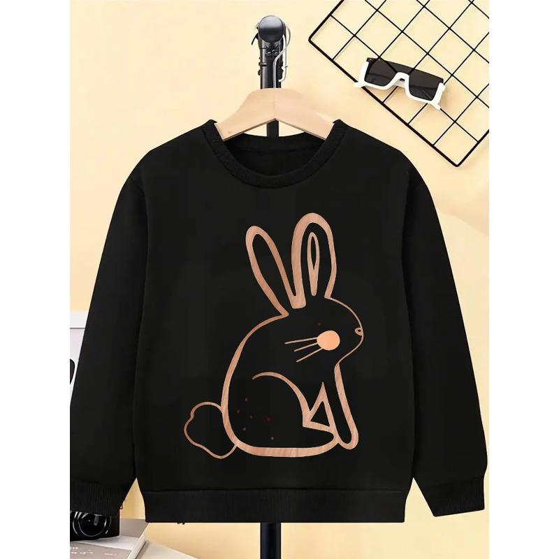 European sizes Crewneck Sweatshirt for Kids Featuring an Adorable Bunny with Long Ears And Spots. Perfect for Sports And Casual Outings