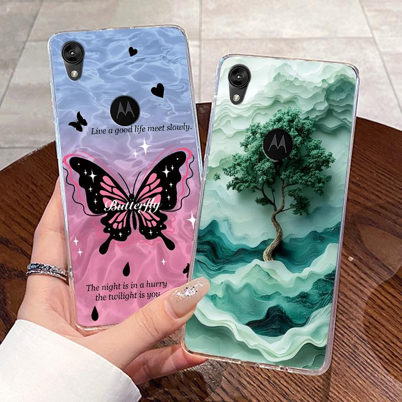Jelly Casing For Motorola Moto E6 Fundas MOTOE6 Capa Clear Silicone Soft TPU Back Cover Cute Cat Rabbit Heart Protective Case