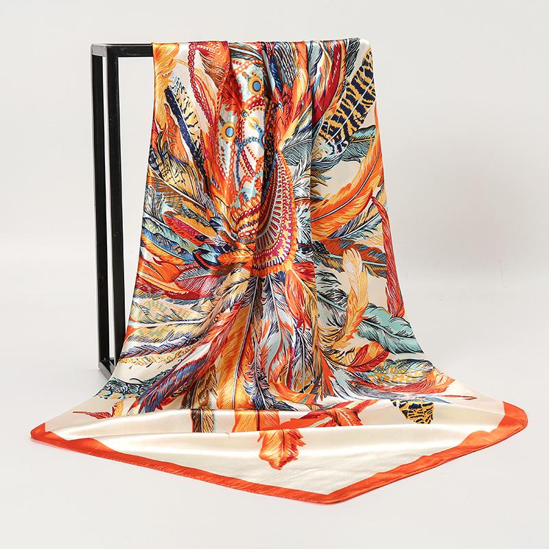 2025 Hip Hop Hijab Scarf Women Print Neckerchief Foulard Square Satin Silk Scarves Shawls And Wraps Lady Pashmina Bandana 2025
