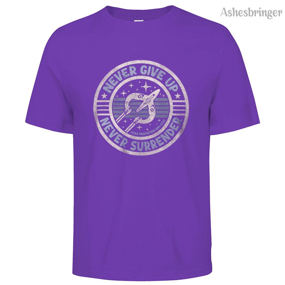 Mens Cotton Never Give Up, Never Surrender! Graphic T Shirt On Unisex Street Casual Style Tee for Men and Women