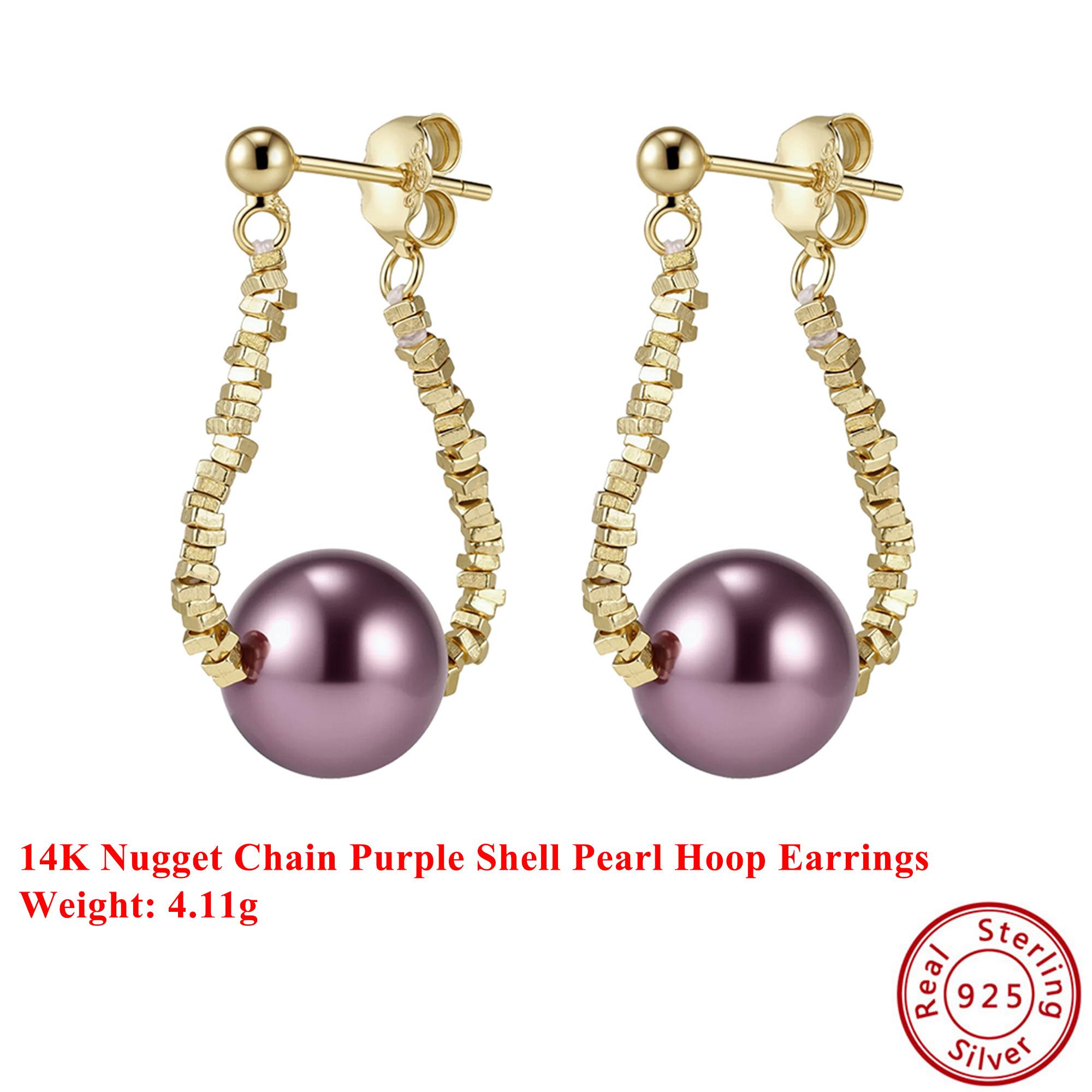 

Серьги-кольца Effie Queen из серебра S925 с 14-каратным золотом, фиолетового и белого цвета, с круглыми перламутровыми раковинами, натуральные украшения для женщин, для банкета PSE07