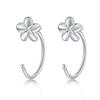 Silver Earrings Women Heart Flower Star Moon Butterfly Shape Decoration Stud
