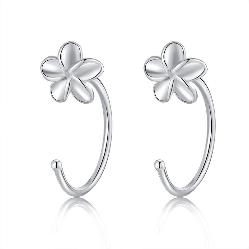 Earrings Silver Women Heart Flower Star Moon Butterfly Shape Decoration Stud