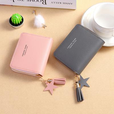 Wallet Newest Korean Style Simple Square Women'S Wallet Short Zipper Small Wallet Tassel Mini Coin Purse Female Clutch Card Holder