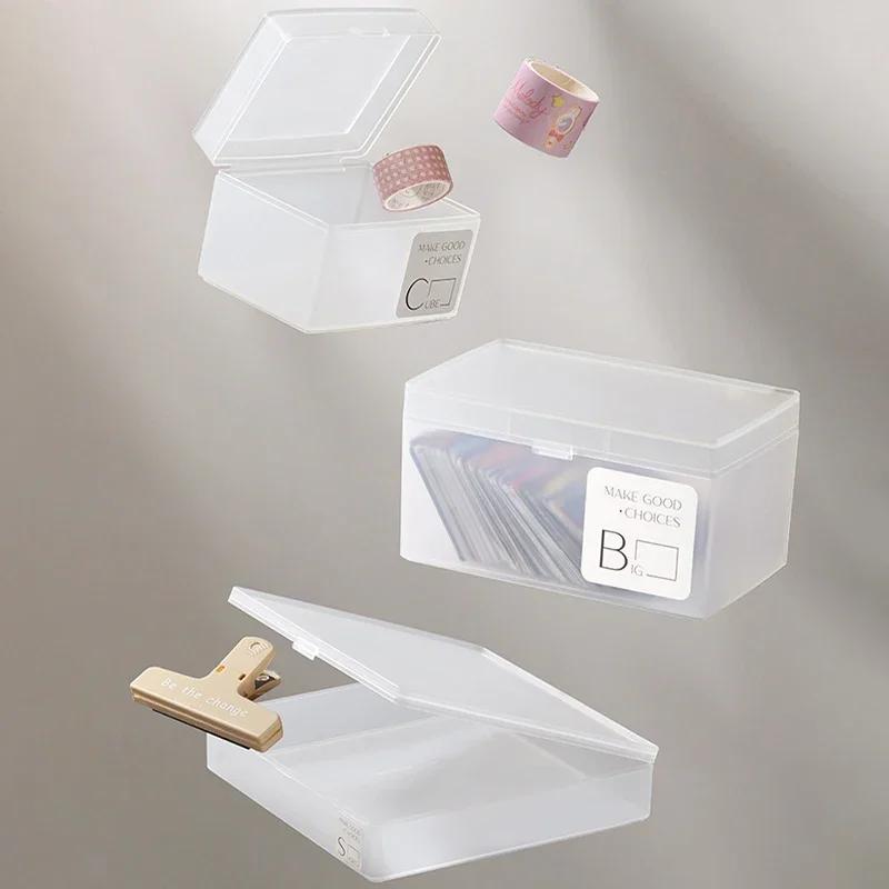 Frosted Plastic Snap-Lock Storage Box Card Organizer Desktop Drawer Container for Collectibles Craft Supplies Small Objects
