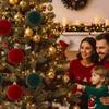 Bruchsichere Riesige Weihnachtskugeln Runde Form Große Samt-Ornamente Heim-Designer