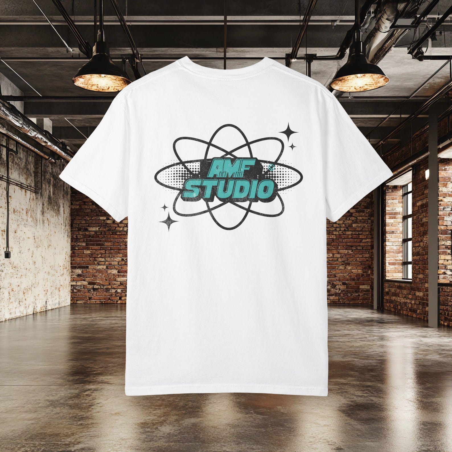 AMF Studio Graphic T shirt | Retro Atomic Logo Tee | Creative Studio Streetwear Shirt | Minimalist Graphic Tee | Sreet Brand Apparel 4XL