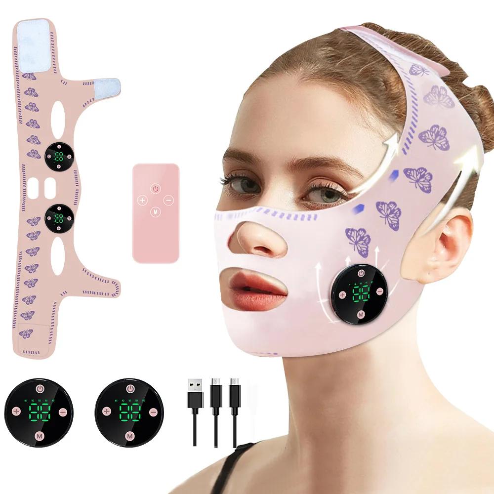 EMS Head Massage Face Relaxation Usb Charging Facial Slimming Strap Face Lifting Reduce Double Chin Cheek Lift Up Face Thin Mask