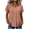 Women's Casual Short Sleeve Button Down Shirt Relaxed Fit Lightweight Blouse with Collar and Front Pocket for Everyday Wear