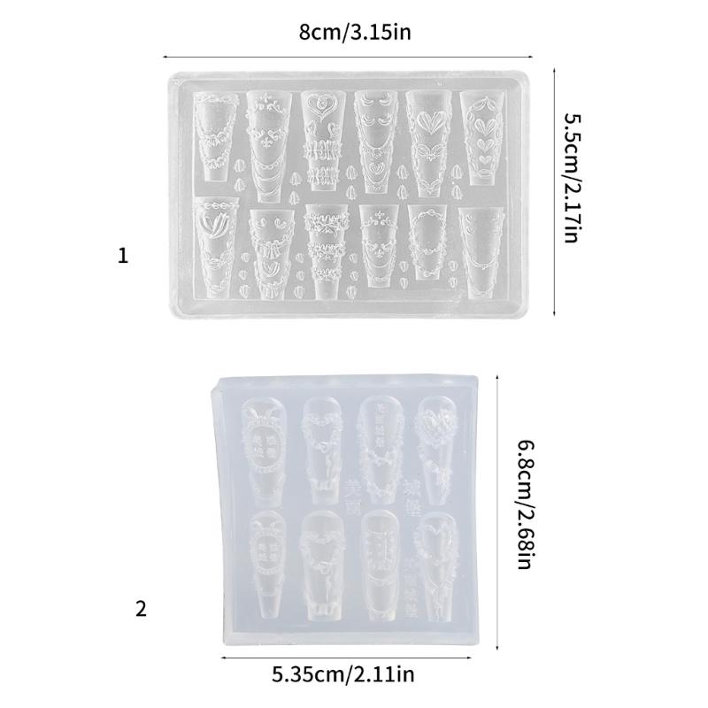 Professional Silicone Nail Mold Intricate Carved Details Easy Demolding For Resin Crafts DIY Nail Accessories