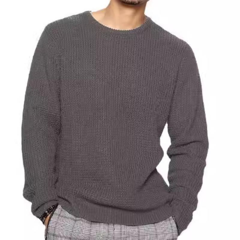 Men S Long Sleeve Crew Neck Loose Fit Casual Knit Sweater