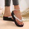 Fashion Fashion Sequins Platform Flip Flops Women New Lightweight Wedge Slippers Female Summer Beach Med Heel Non Slip Slides Mujer