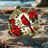 Set of 4 Vintage Round Tin Signs Retro Kitchen Wall Art Rustic Floral Cardinal Poinsettia Metal Decor 8x8 Inch