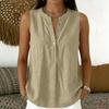 Women Sleeveless V Neck Button Front Loose Fit Casual Tank Top Lightweight Summer Blouse for Daily Wear Office Travel