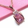 Purple Gold Peach Pink Stone Shiny Pendant, Simple Temperament Rose Gold Plated Necklace