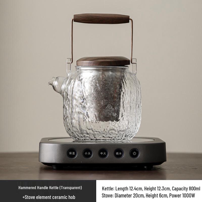 Glass Tea Kettle & Brewing Set for Induction Cooker: White Pot for Boiling, Steaming & Health-Preserving Tea at Home