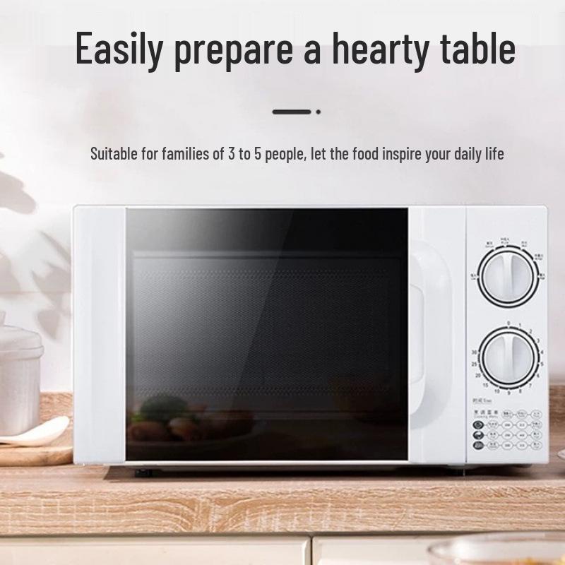 Compact Microwave Oven - High-Power, Multifunctional Kitchen Appliance with Mechanical Knob, Steam & Bake Options