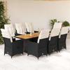 Vidaxl 9-Cz. Conjunto de Móveis de Jardim com Almofadas, Preto, Rattan PE