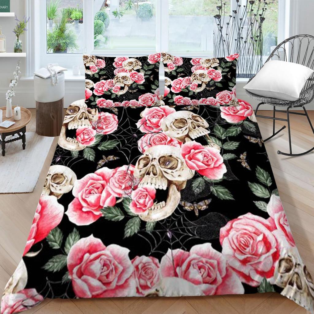 Skull Style Bedding Sets 3D Home Bedclothes Breathable Pillowcase Polyester Teen Children Highend Duvet Cover