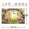 2D Easter Garden Backdrop with Floral Arch, Bunnies and Decorated Eggs Banner