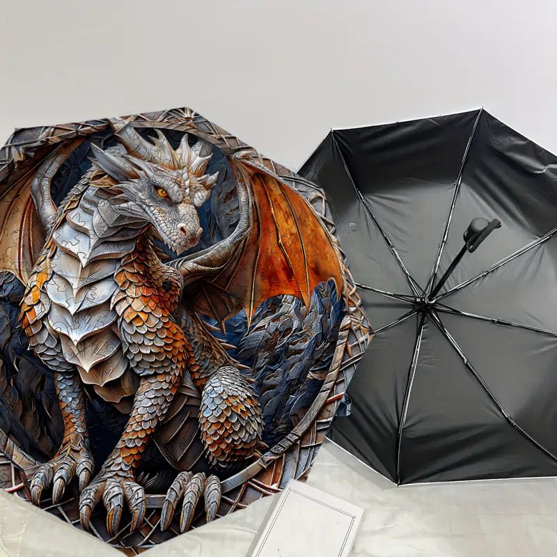 1PC Dragon Puzzle Umbrella-8-Rib Reinforced, Automatic Open, Lightweight & Durable, Cute Fashion Accessory for Outdoor-P53