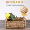 ABWR-Wicker Basket Rectangular With Wooden Handles For Shelves,Water Hyacinth Basket Storage,Natural Baskets