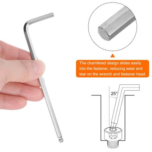 uxcell 4mm Ball Head L-Shaped Hex Wrench Set, Long Precision Tool Set, Easy to Apply Force, for Tightening, DIY Tools, Total Length 108mm