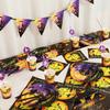 Purple Halloween Disposable Paper Plates Set Paper Cups Plates Party Supplies For Halloween Party
